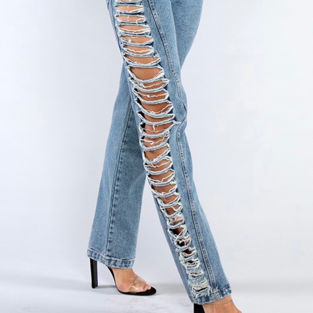 Side Rip Denim Jeans